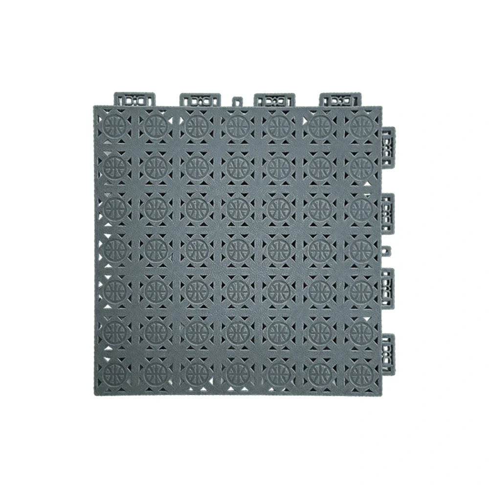 DUNK MASTER Interlocking Sports Floor Tiles - Anti-Slip Shock Absorbing Modular Court Flooring 10/20/30 Square Meters Basketball Court Outdoor Use - Light Grey