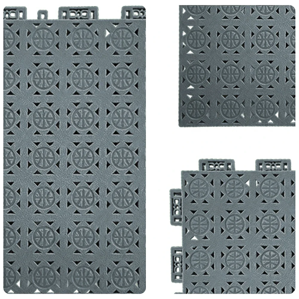 DUNK MASTER Interlocking Sports Floor Tiles - Anti-Slip Shock Absorbing Modular Court Flooring 10/20/30 Square Meters Basketball Court Outdoor Use - Light Grey - Image 3