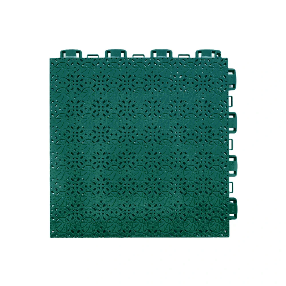 DUNK MASTER Interlocking Sports Floor Tiles - Anti-Slip Shock Absorbing Modular Court Flooring 10/20/30 Square Meters Basketball Court Outdoor Use - Dark Green