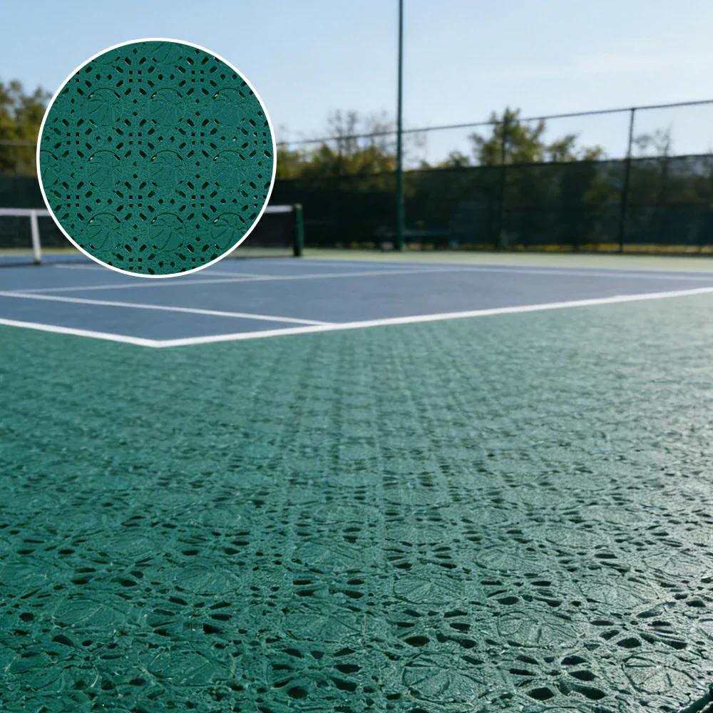 DUNK MASTER Interlocking Sports Floor Tiles - Anti-Slip Shock Absorbing Modular Court Flooring 10/20/30 Square Meters Basketball Court Outdoor Use - Dark Green - Image 2