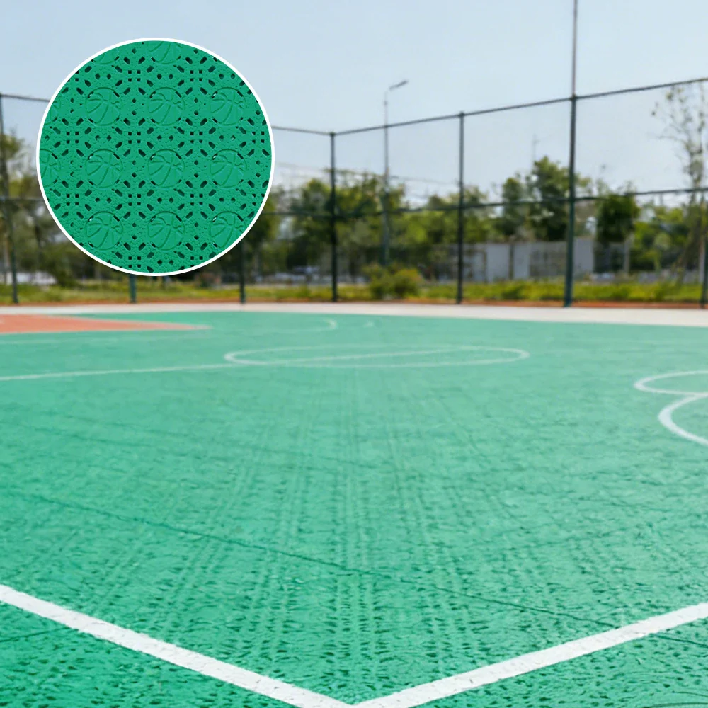DUNK MASTER Interlocking Sports Floor Tiles - Anti-Slip Shock Absorbing Modular Court Flooring 10/20/30 Square Meters Basketball Court Outdoor Use - Grass Green - Image 2