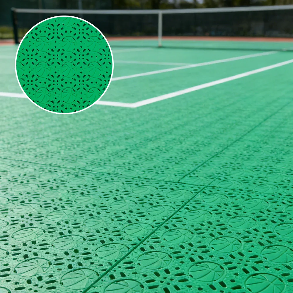 DUNK MASTER Interlocking Sports Floor Tiles - Anti-Slip Shock Absorbing Modular Court Flooring 10/20/30  Square Meters Basketball Court Outdoor Use - Emerald Green - Image 4