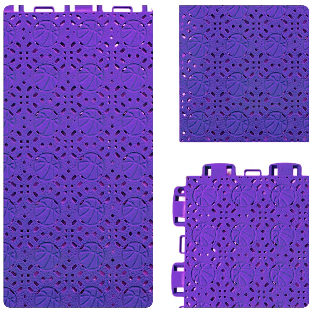 DUNK MASTER Interlocking Sports Floor Tiles - Anti-Slip Shock Absorbing Modular Court Flooring 10/20/30 Square Meters Basketball Court Outdoor Use - Purple - Image 3