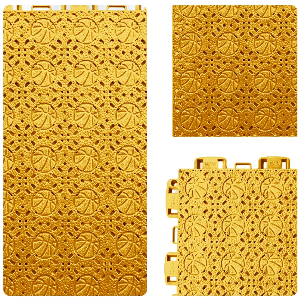 DUNK MASTER Interlocking Sports Floor Tiles - Anti-Slip Shock Absorbing Modular Court Flooring 10/20/30 Square Meters Basketball Court Outdoor Use - Yellow - Image 3