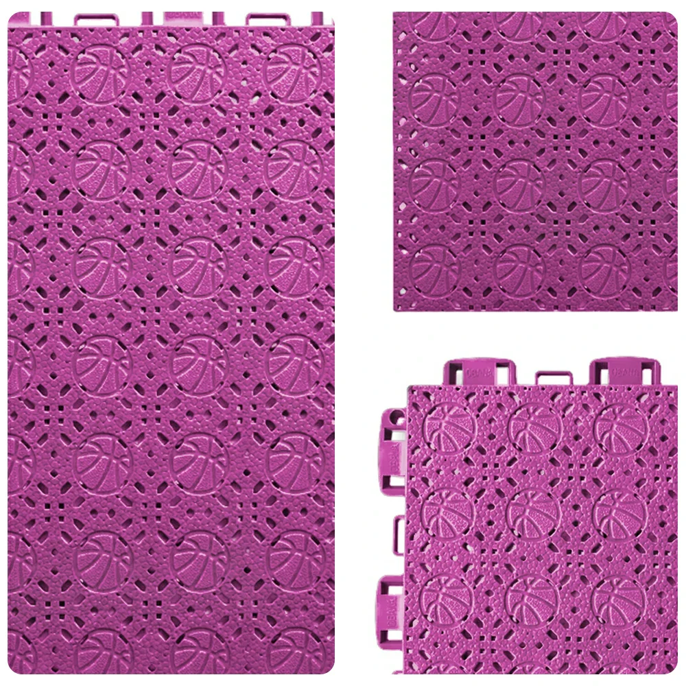 DUNK MASTER Interlocking Sports Floor Tiles - Anti-Slip Shock Absorbing Modular Court Flooring 10/20/30  Square Meters Basketball Court Outdoor Use - Pink - Image 3