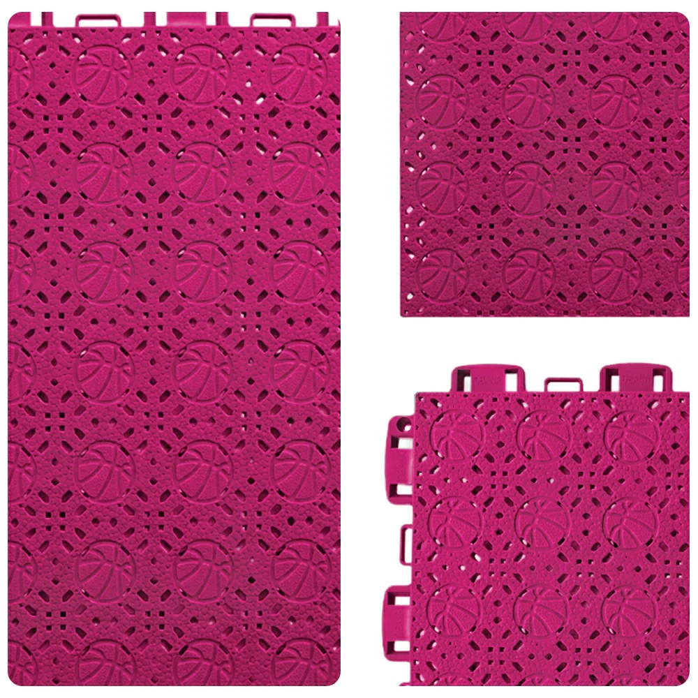 DUNK MASTER Interlocking Sports Floor Tiles - Anti-Slip Shock Absorbing Modular Court Flooring 10/20/30  Square Meters Basketball Court Outdoor Use - Rose Red - Image 3
