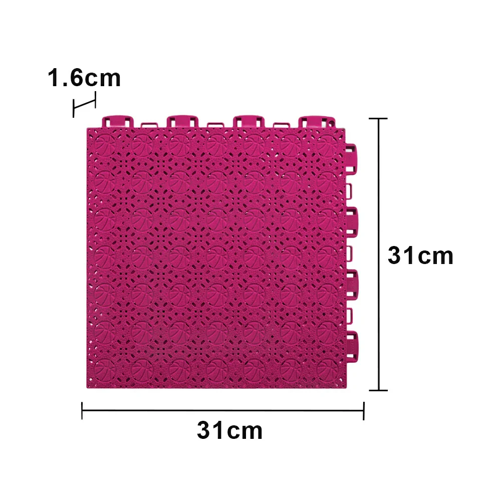 DUNK MASTER Interlocking Sports Floor Tiles - Anti-Slip Shock Absorbing Modular Court Flooring 10/20/30  Square Meters Basketball Court Outdoor Use - Rose Red - Image 5