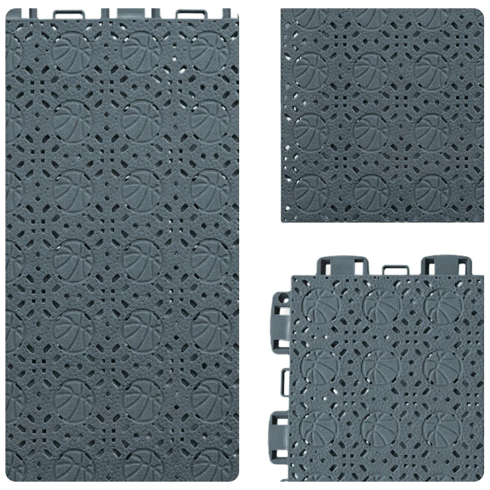 DUNK MASTER Interlocking Sports Floor Tiles - Anti-Slip Shock Absorbing Modular Court Flooring 10/20/30  Square Meters Basketball Court Outdoor Use - Dark Grey - Image 3