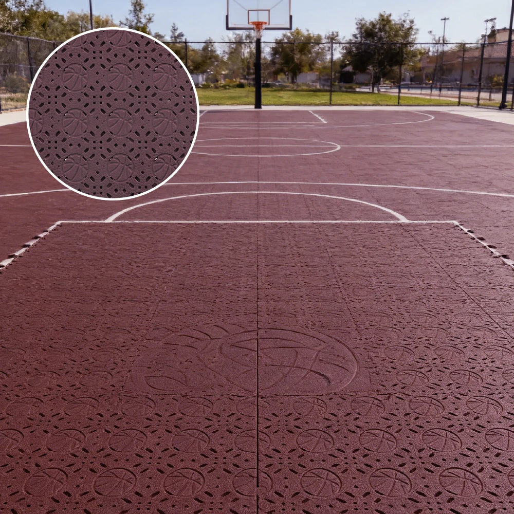 DUNK MASTER Interlocking Sports Floor Tiles - Anti-Slip Shock Absorbing Modular Court Flooring 10/20/30 Square Meters Basketball Court Outdoor Use - Coffee - Image 4