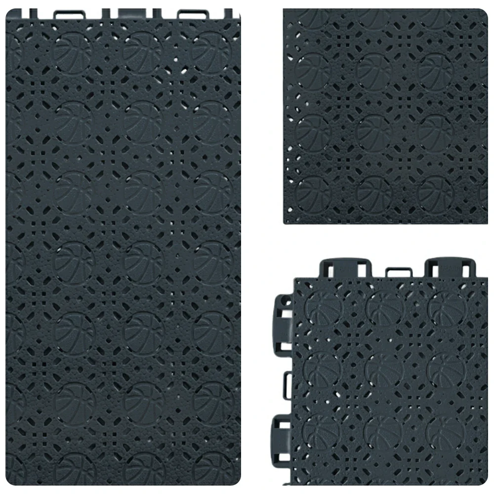 DUNK MASTER Interlocking Sports Floor Tiles - Anti-Slip Shock Absorbing Modular Court Flooring 10/20/30 Square Meters Basketball Court Outdoor Use - Black - Image 3