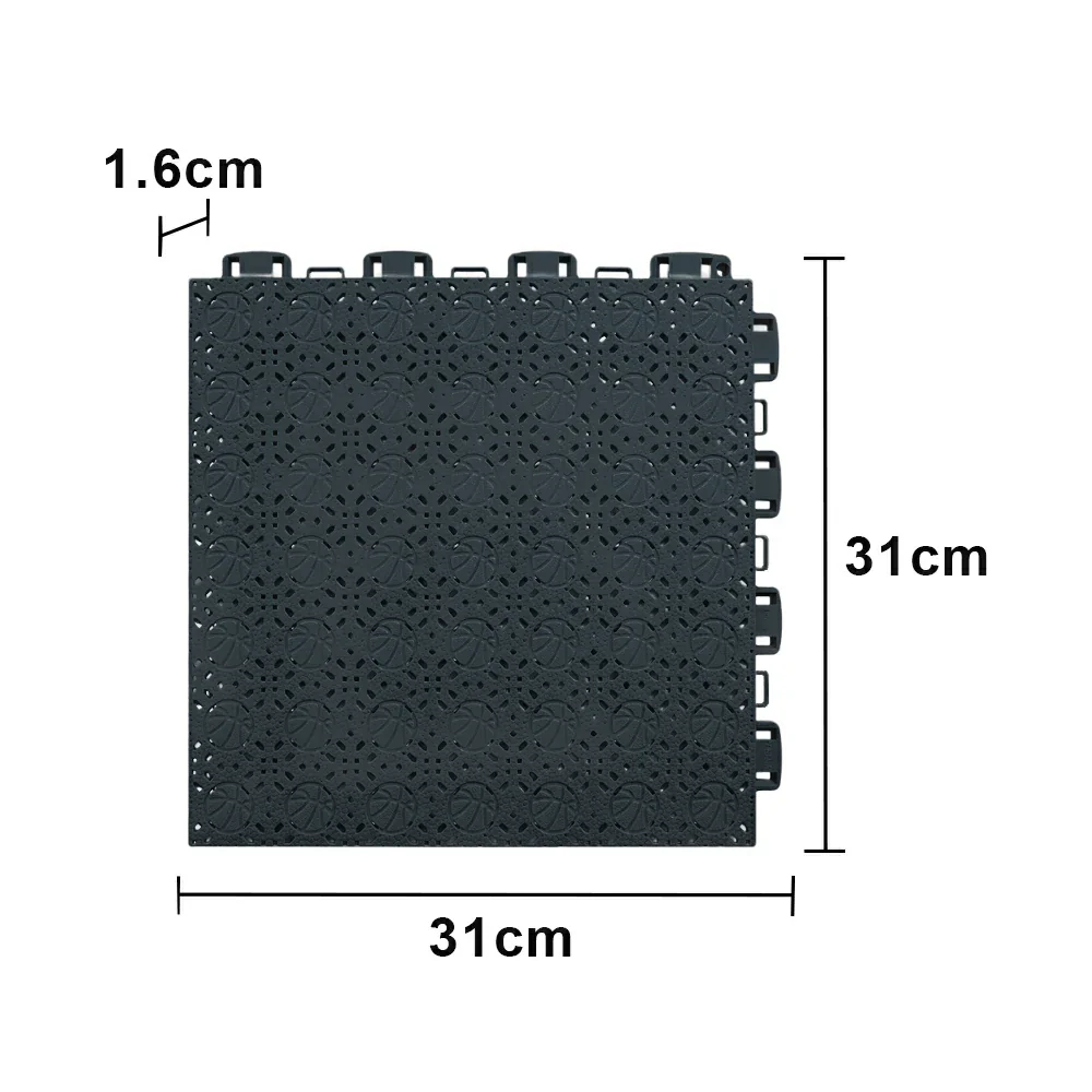 DUNK MASTER Interlocking Sports Floor Tiles - Anti-Slip Shock Absorbing Modular Court Flooring 10/20/30 Square Meters Basketball Court Outdoor Use - Black - Image 5