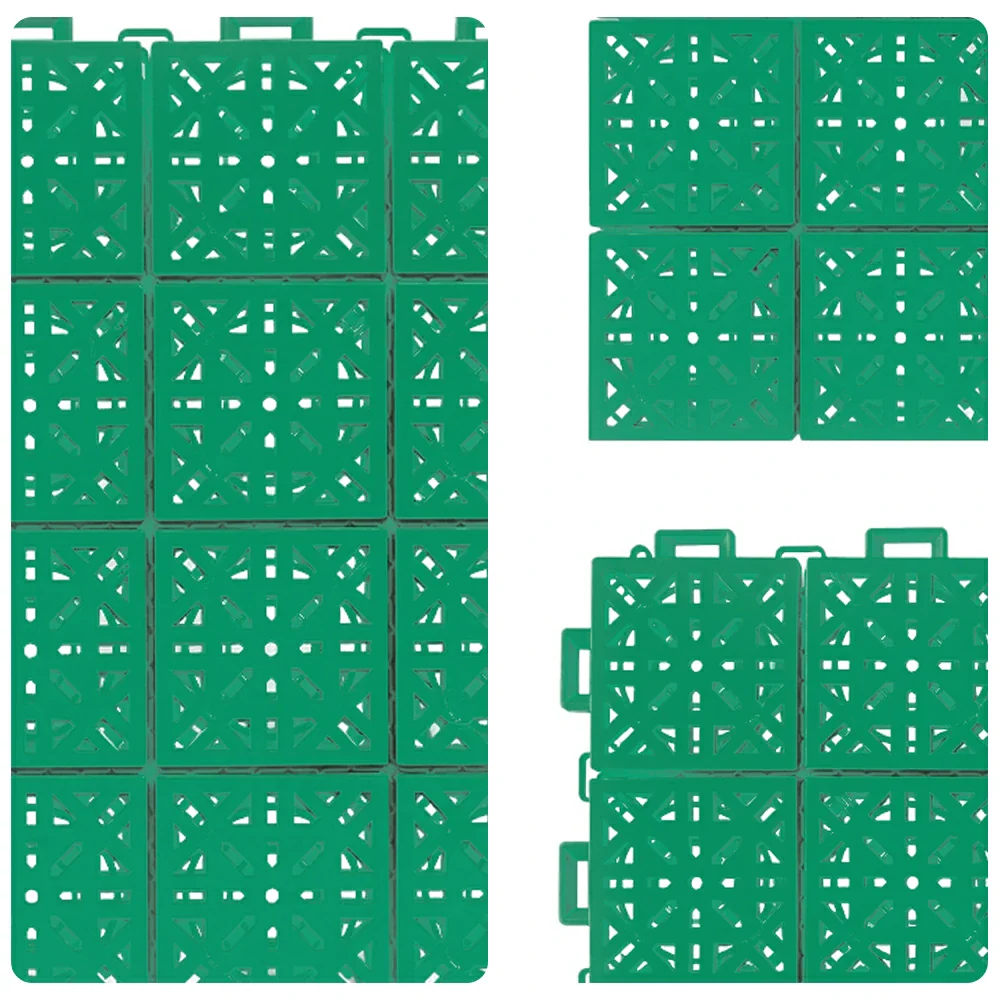 DUNK MASTER Interlocking Sports Floor Tiles - Anti-Slip Shock Absorbing Modular Court Flooring 10/20/30 Square Meters Basketball Court Outdoor Use - Grass Green - Image 3