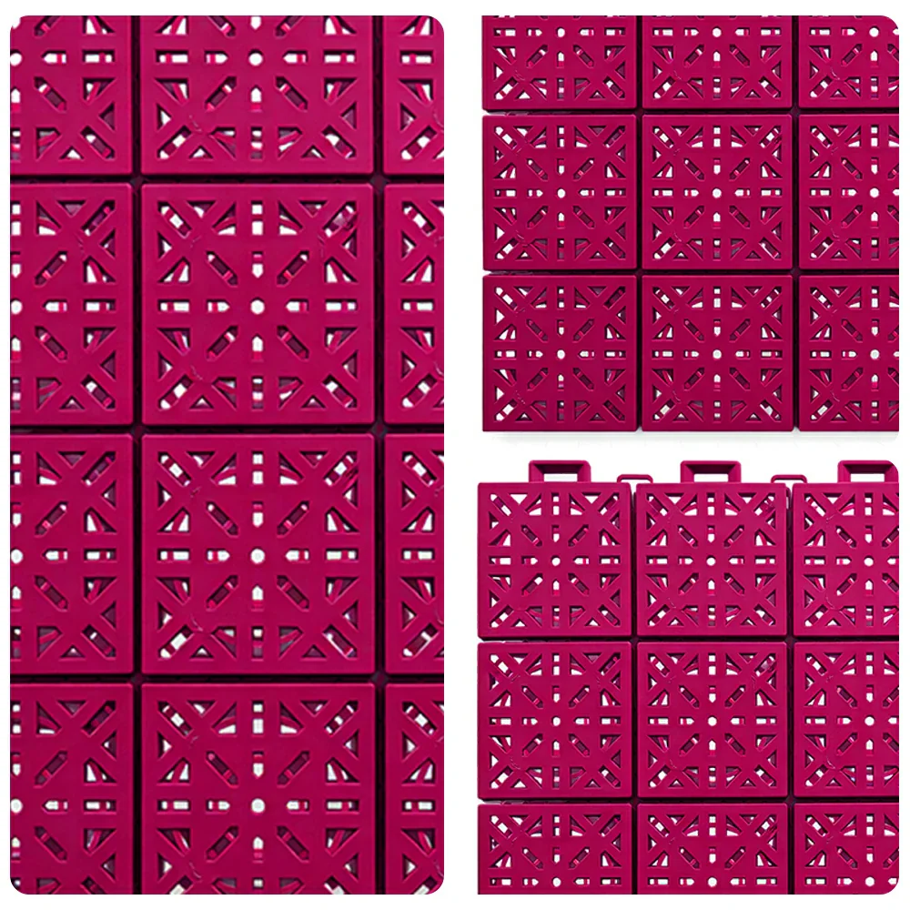DUNK MASTER Interlocking Sports Floor Tiles - Anti-Slip Shock Absorbing Modular Court Flooring 10/20/30 Square Meters Basketball Court Outdoor Use - Rose Red - Image 3