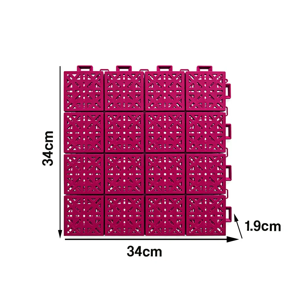 DUNK MASTER Interlocking Sports Floor Tiles - Anti-Slip Shock Absorbing Modular Court Flooring 10/20/30 Square Meters Basketball Court Outdoor Use - Rose Red - Image 5