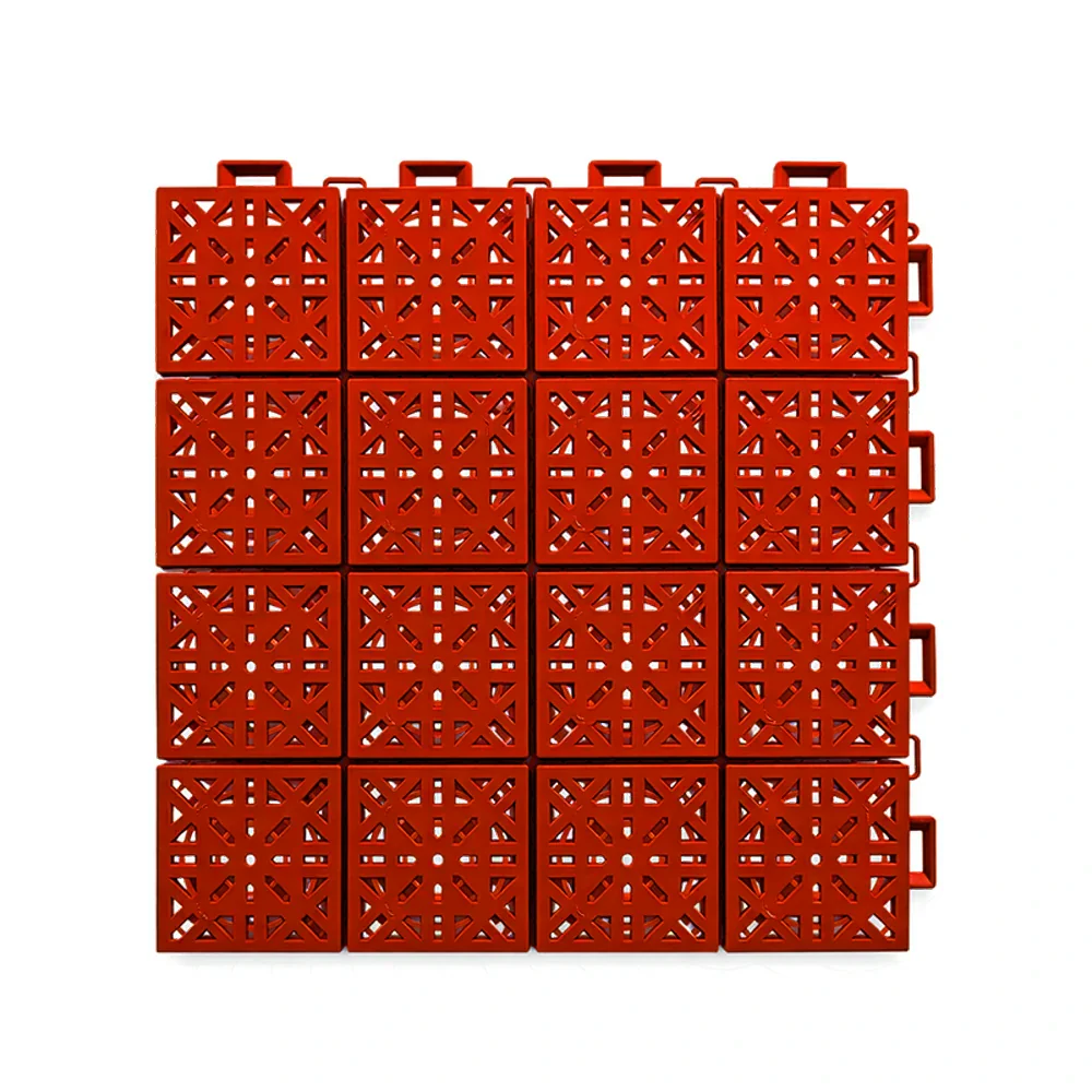 DUNK MASTER Interlocking Sports Floor Tiles - Anti-Slip Shock Absorbing Modular Court Flooring 10/20/30 Square Meters Basketball Court Outdoor Use - Red