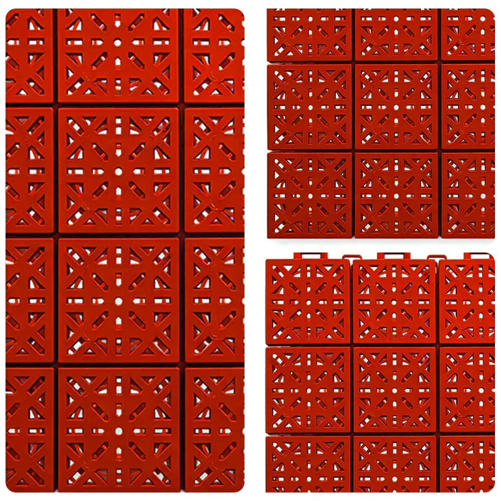 DUNK MASTER Interlocking Sports Floor Tiles - Anti-Slip Shock Absorbing Modular Court Flooring 10/20/30 Square Meters Basketball Court Outdoor Use - Red - Image 3