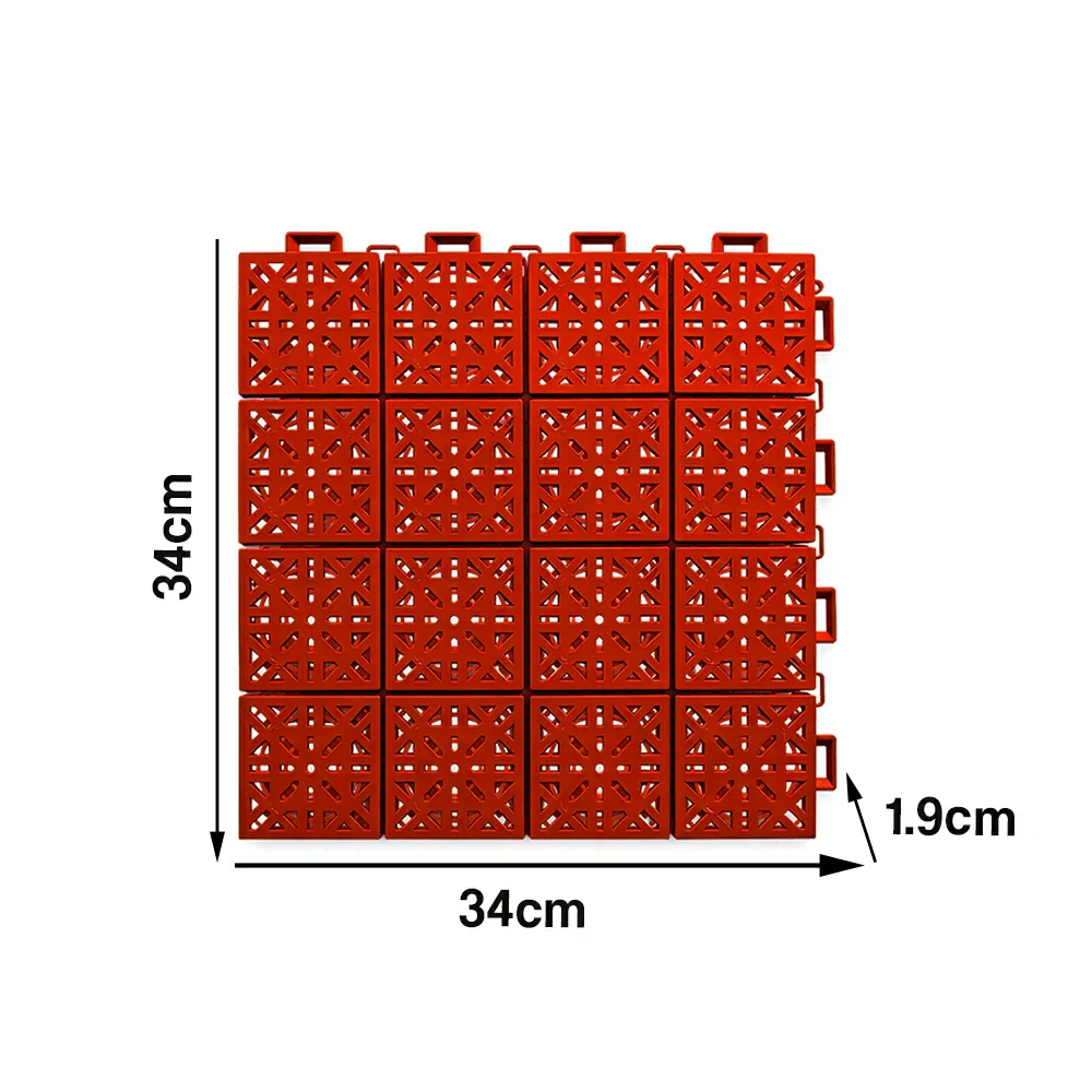 DUNK MASTER Interlocking Sports Floor Tiles - Anti-Slip Shock Absorbing Modular Court Flooring 10/20/30 Square Meters Basketball Court Outdoor Use - Red - Image 5