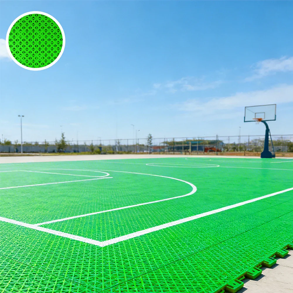 DUNK MASTER Outdoor Interlocking Sports Floor Tiles Anti-Slip Shock Absorbing Basketball Court Flooring 10/20/30 Square Meters - Apple Green - Image 4