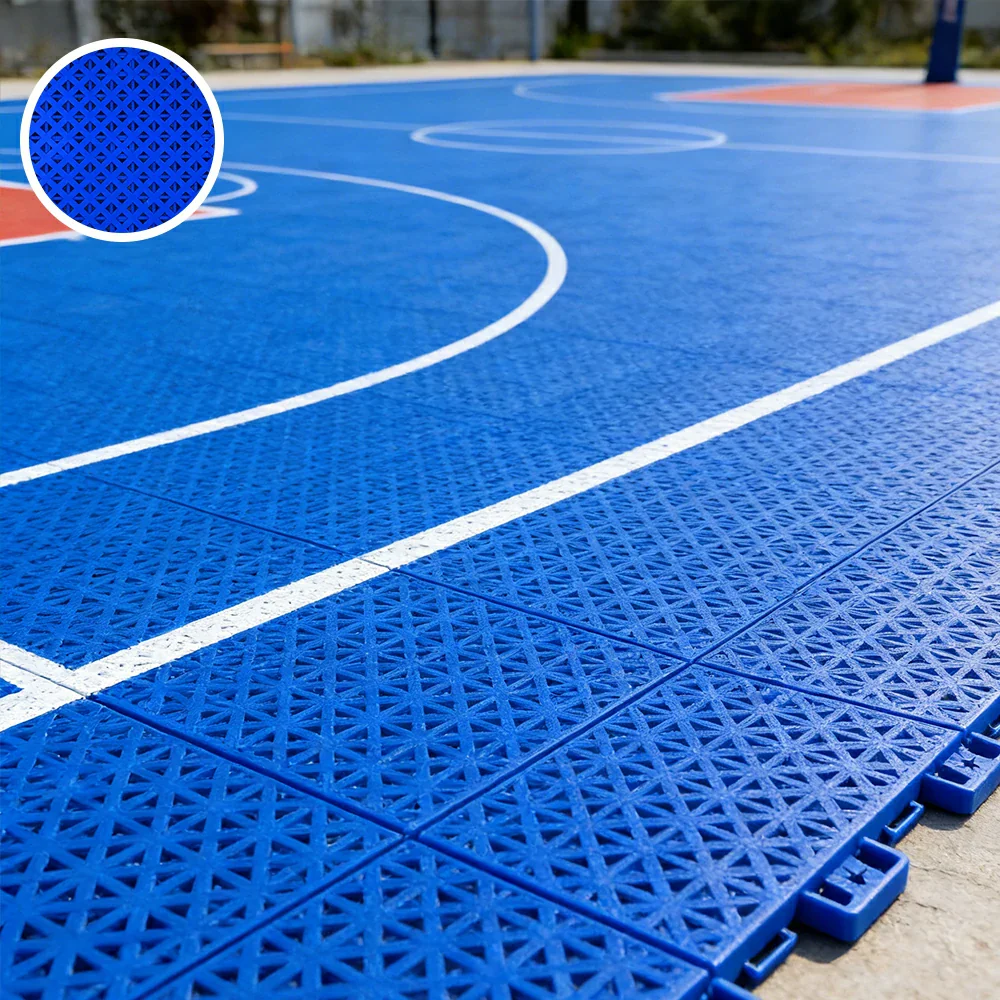 DUNK MASTER Outdoor Interlocking Sports Floor Tiles Anti-Slip Shock Absorbing Basketball Court Flooring 10/20/30 Square Meters - Royal Blue - Image 4
