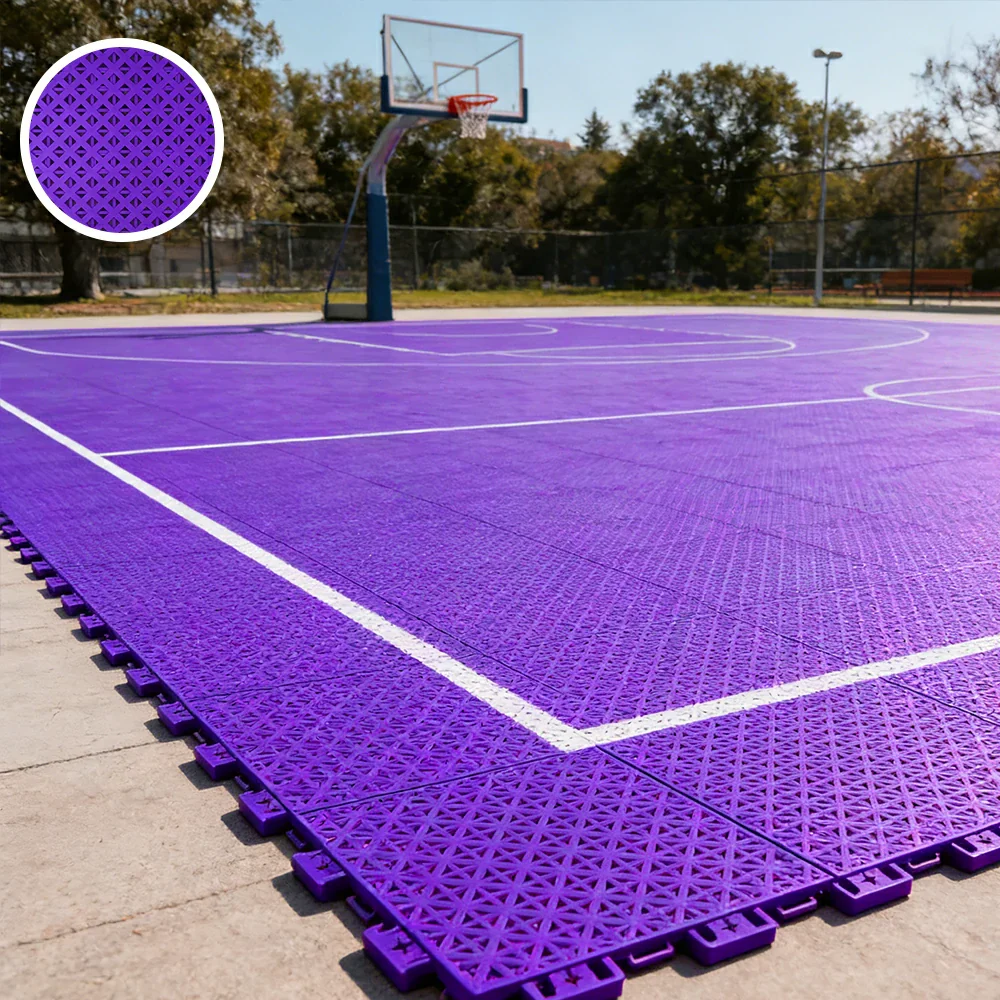 DUNK MASTER Outdoor Interlocking Sports Floor Tiles Anti-Slip Shock Absorbing Basketball Court Flooring 10/20/30 Square Meters - Purple - Image 4