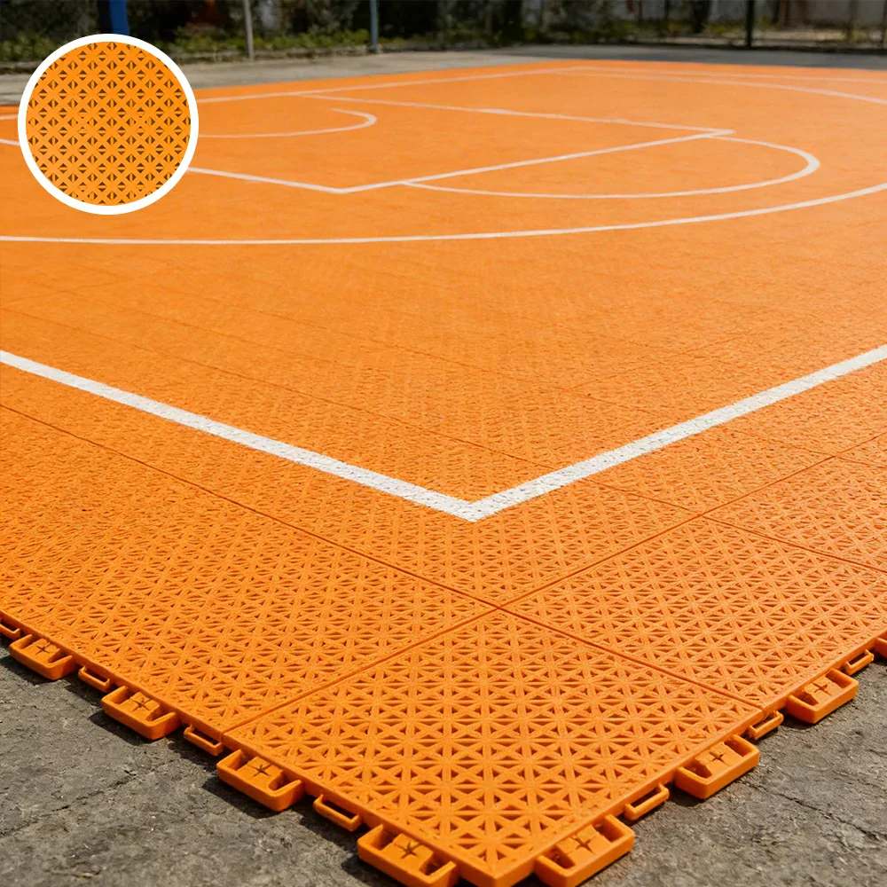 DUNK MASTER Outdoor Interlocking Sports Floor Tiles Anti-Slip Shock Absorbing Basketball Court Flooring 10/20/30 Square Meters - Orange - Image 2