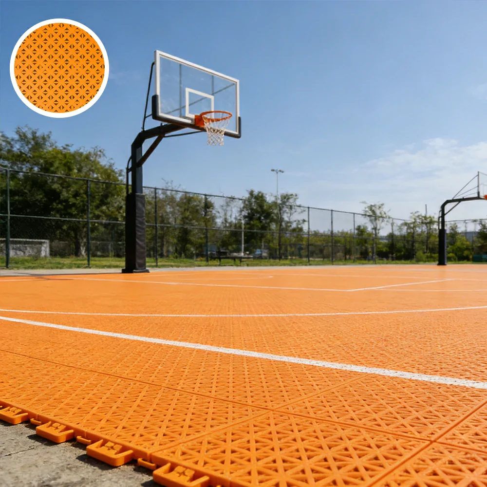 DUNK MASTER Outdoor Interlocking Sports Floor Tiles Anti-Slip Shock Absorbing Basketball Court Flooring 10/20/30 Square Meters - Orange - Image 4