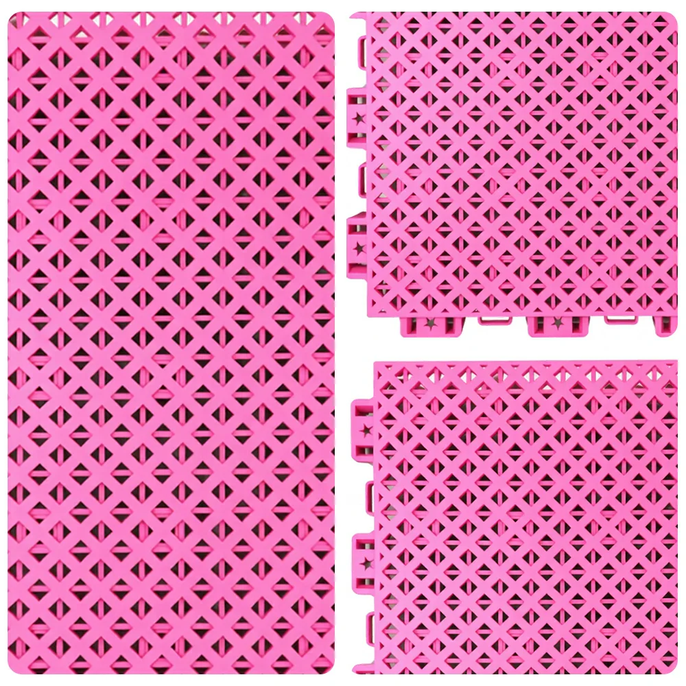 DUNK MASTER Outdoor Interlocking Sports Floor Tiles Anti-Slip Shock Absorbing Basketball Court Flooring 10/20/30 Square Meters - Pink - Image 3