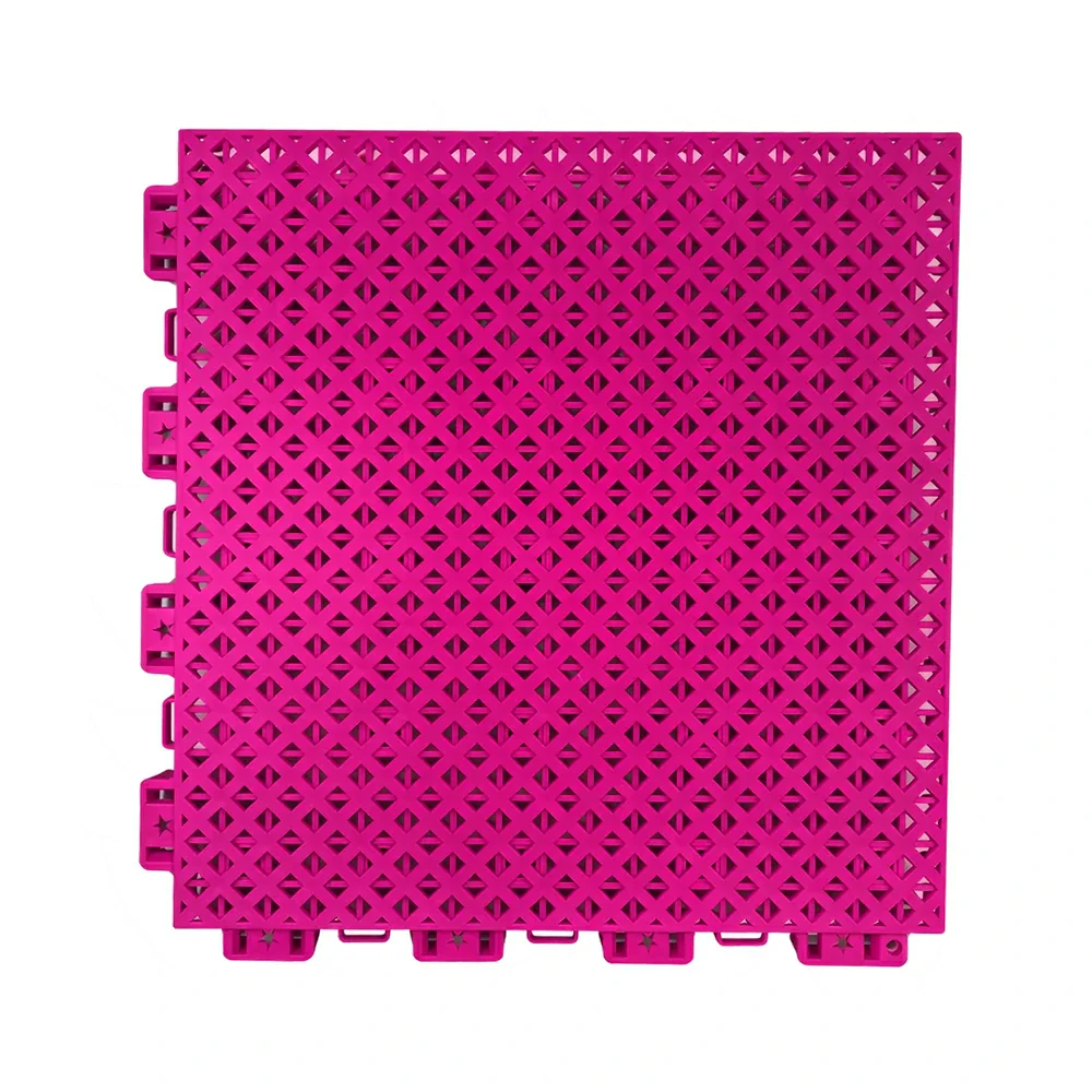 DUNK MASTER Outdoor Interlocking Sports Floor Tiles Anti-Slip Shock Absorbing Basketball Court Flooring 10/20/30 Square Meters - Rose Red