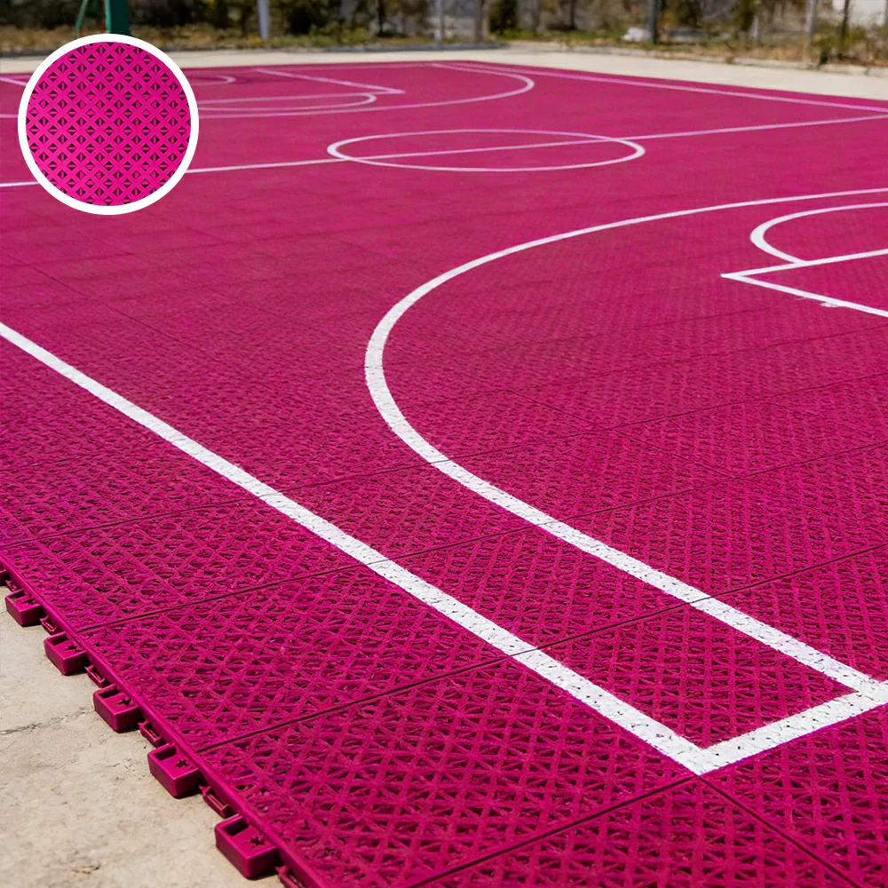 DUNK MASTER Outdoor Interlocking Sports Floor Tiles Anti-Slip Shock Absorbing Basketball Court Flooring 10/20/30 Square Meters - Rose Red - Image 4
