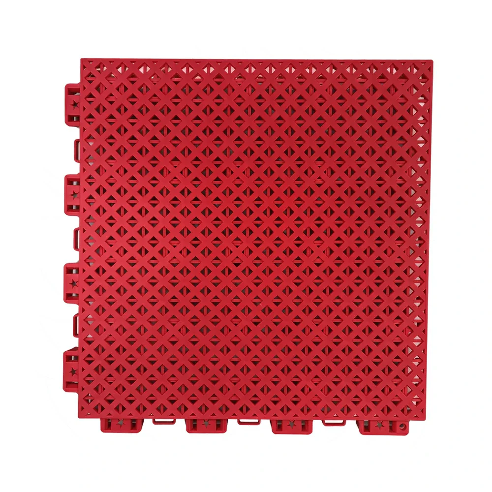 DUNK MASTER Outdoor Interlocking Sports Floor Tiles Anti-Slip Shock Absorbing Basketball Court Flooring 10/20/30 Square Meters - Red