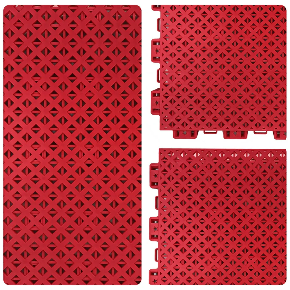 DUNK MASTER Outdoor Interlocking Sports Floor Tiles Anti-Slip Shock Absorbing Basketball Court Flooring 10/20/30 Square Meters - Red - Image 3