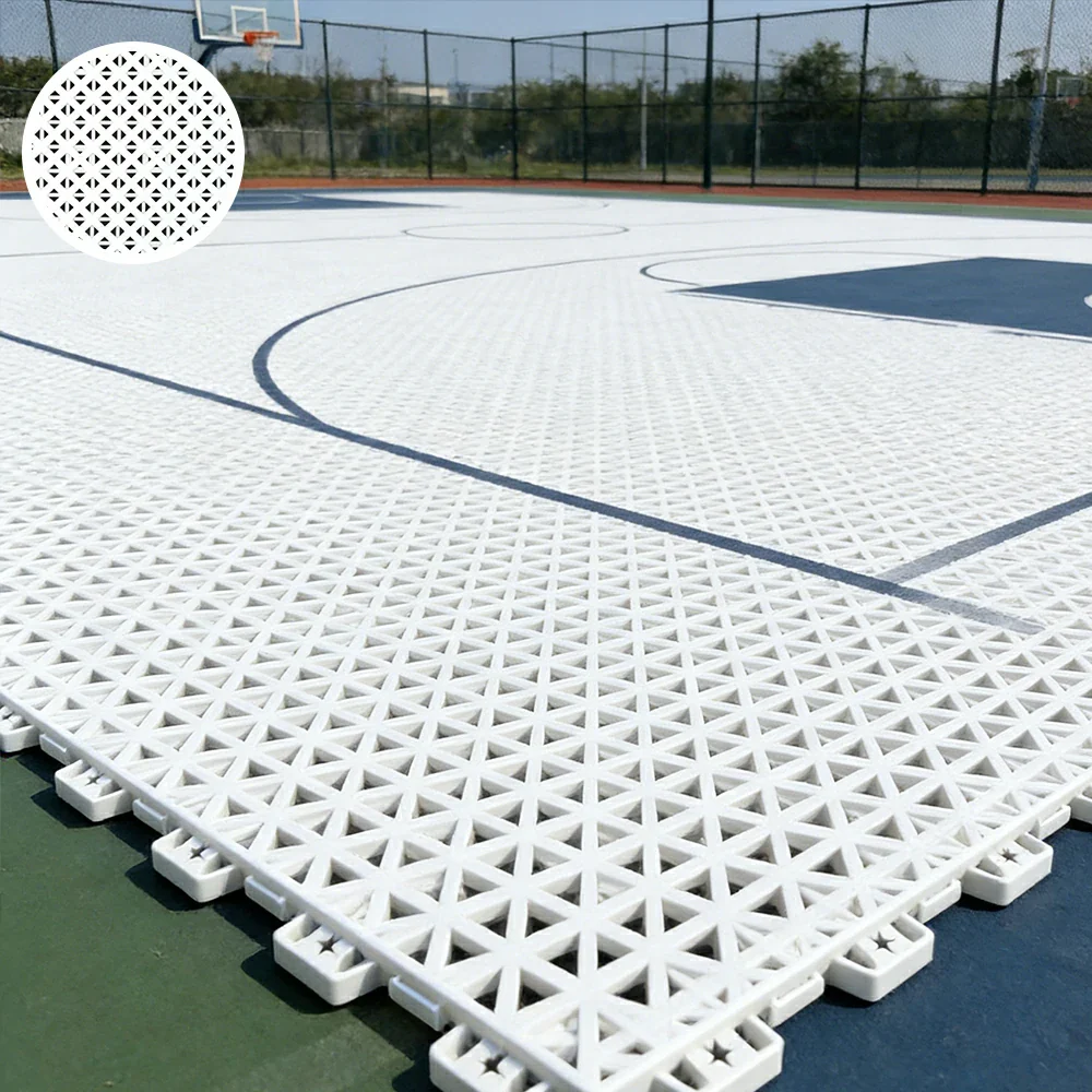 DUNK MASTER Outdoor Interlocking Sports Floor Tiles Anti-Slip Shock Absorbing Basketball Court Flooring 10/20/30 Square Meters - White - Image 2