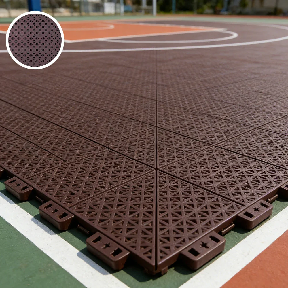 DUNK MASTER Outdoor Interlocking Sports Floor Tiles Anti-Slip Shock Absorbing Basketball Court Flooring 10/20/30 Square Meters - Coffee - Image 4