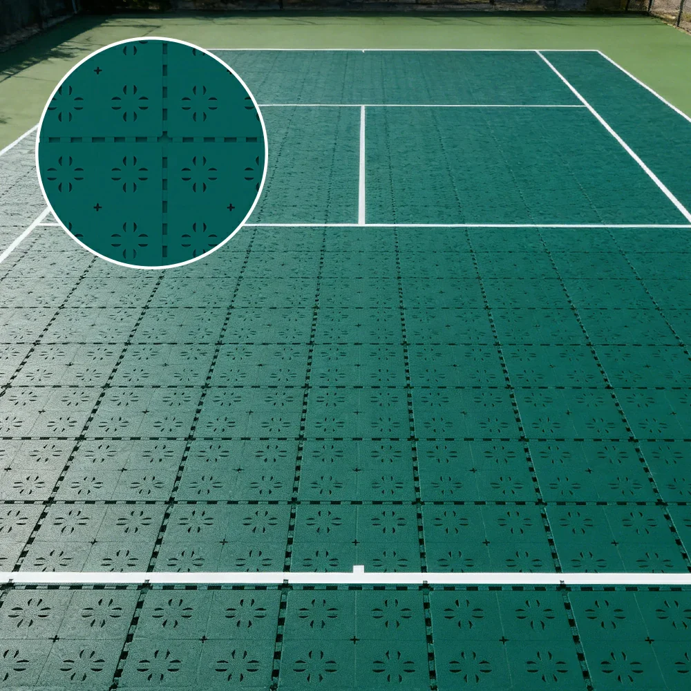 DUNK MASTER Outdoor Interlocking Sports Floor Tiles Anti-Slip Shock Absorbing Basketball Court Flooring 10/20/30 Square Meters - Dark Green - Image 2