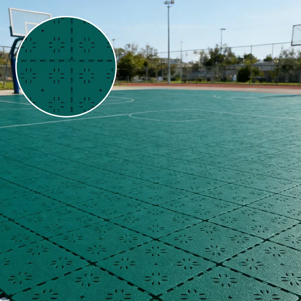 DUNK MASTER Outdoor Interlocking Sports Floor Tiles Anti-Slip Shock Absorbing Basketball Court Flooring 10/20/30 Square Meters - Dark Green - Image 4