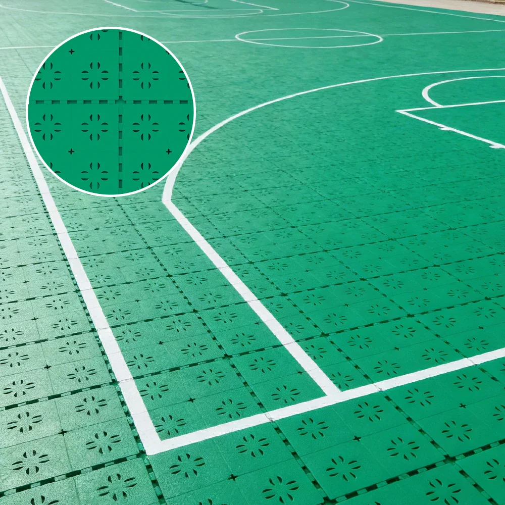 DUNK MASTER Outdoor Interlocking Sports Floor Tiles Anti-Slip Shock Absorbing Basketball Court Flooring 10/20/30 Square Meters - Grass Green - Image 4