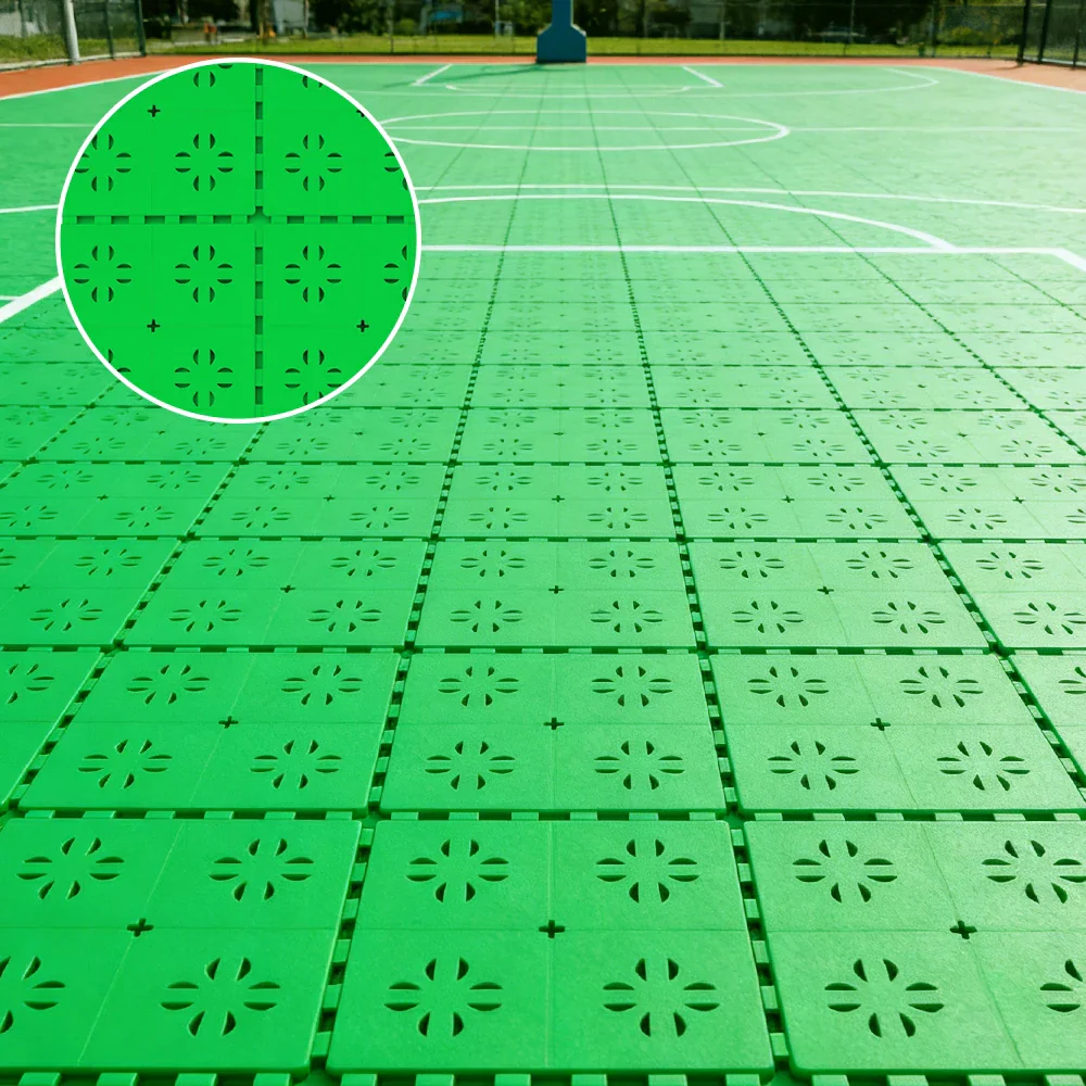 DUNK MASTER Outdoor Interlocking Sports Floor Tiles Anti-Slip Shock Absorbing Basketball Court Flooring 10/20/30 Square Meters - Apple Green - Image 4