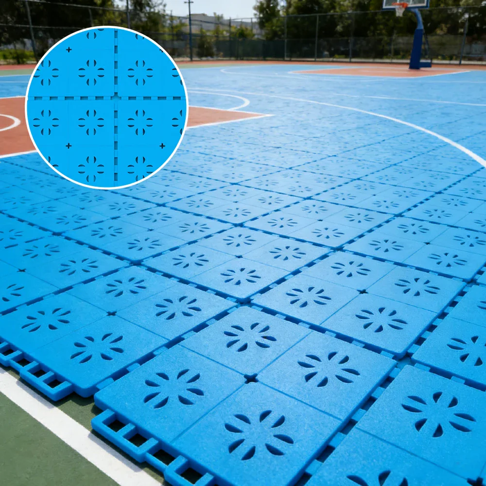 DUNK MASTER Outdoor Interlocking Sports Floor Tiles Anti-Slip Shock Absorbing Basketball Court Flooring 10/20/30 Square Meters - Blue - Image 2