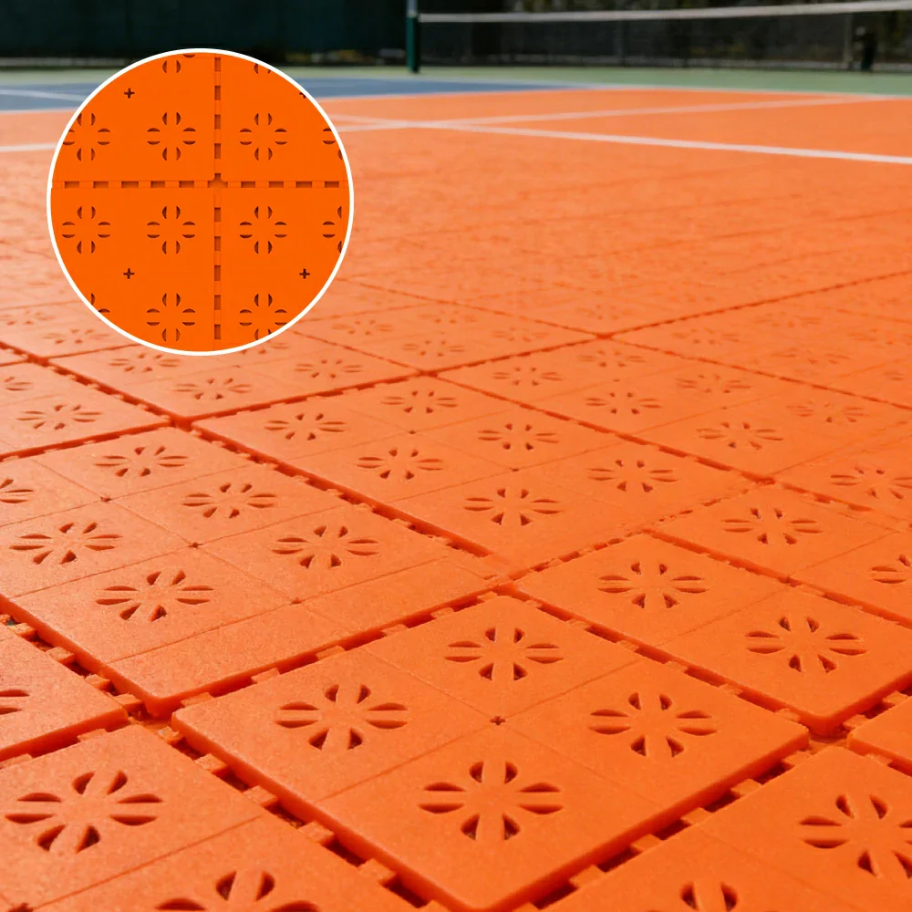 DUNK MASTER Outdoor Interlocking Sports Floor Tiles Anti-Slip Shock Absorbing Basketball Court Flooring 10/20/30 Square Meters - Orange - Image 4