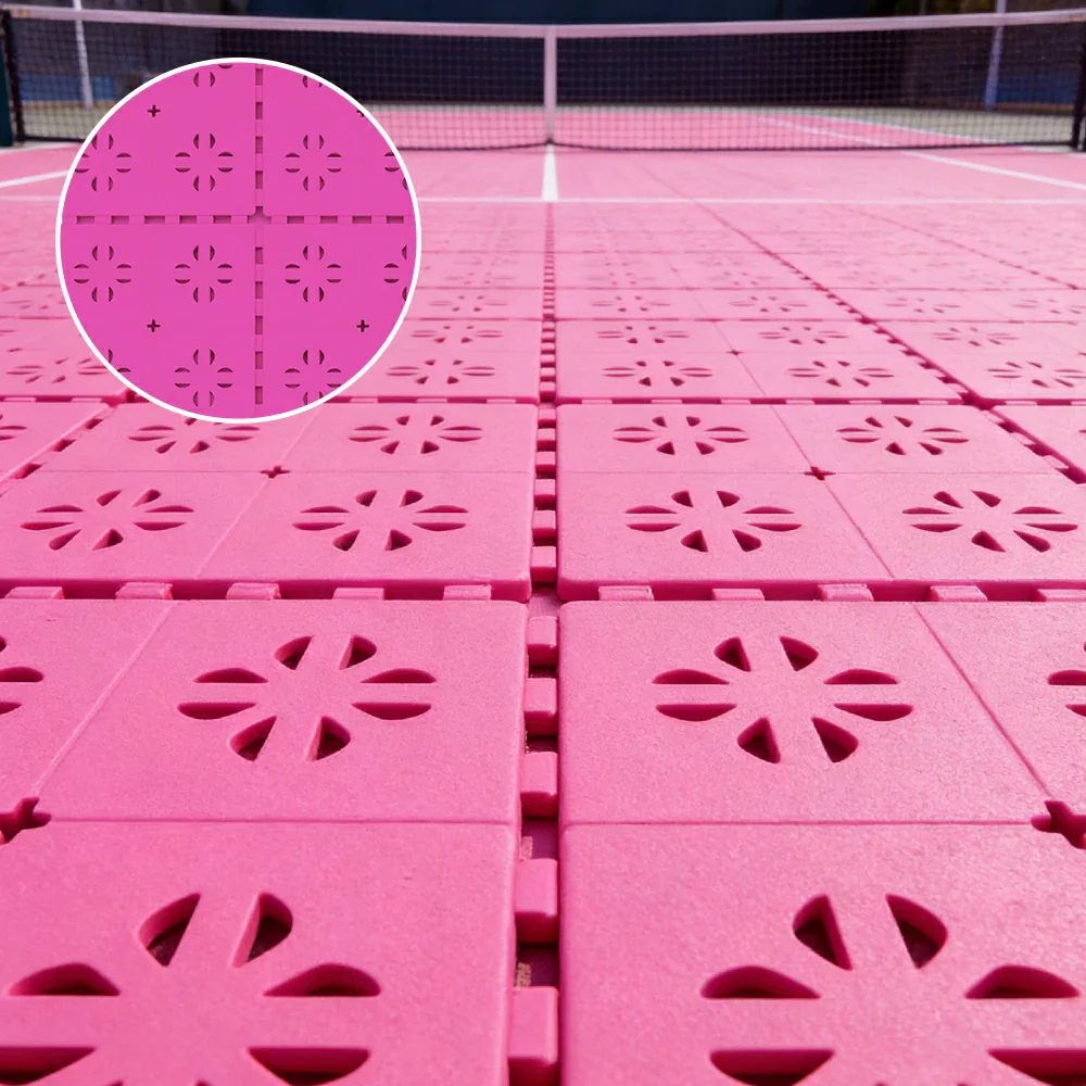 DUNK MASTER Outdoor Interlocking Sports Floor Tiles Anti-Slip Shock Absorbing Basketball Court Flooring 10/20/30 Square Meters - Pink - Image 4
