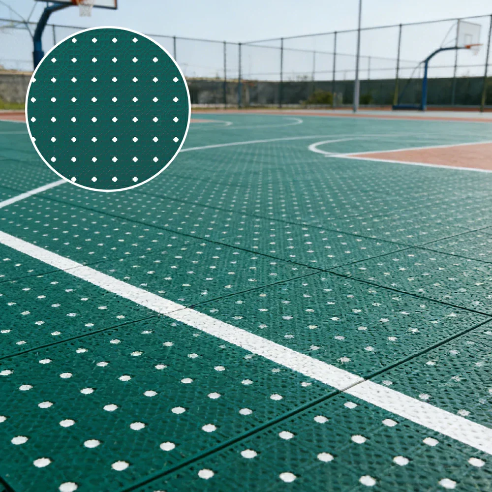 DUNK MASTER Outdoor Interlocking Sports Floor Tiles Anti-Slip Shock Absorbing Basketball Court Flooring 10/20/30 Square Meters - Dark Green - Image 2