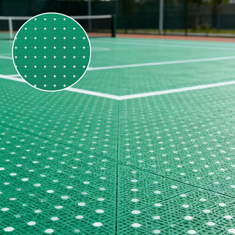 DUNK MASTER Outdoor Interlocking Sports Floor Tiles Anti-Slip Shock Absorbing Basketball Court Flooring 10/20/30 Square Meters - Grass Green - Image 2