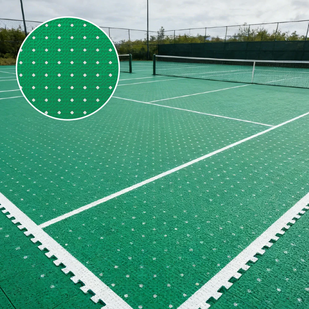 DUNK MASTER Outdoor Interlocking Sports Floor Tiles Anti-Slip Shock Absorbing Basketball Court Flooring 10/20/30 Square Meters - Emerald Green - Image 2