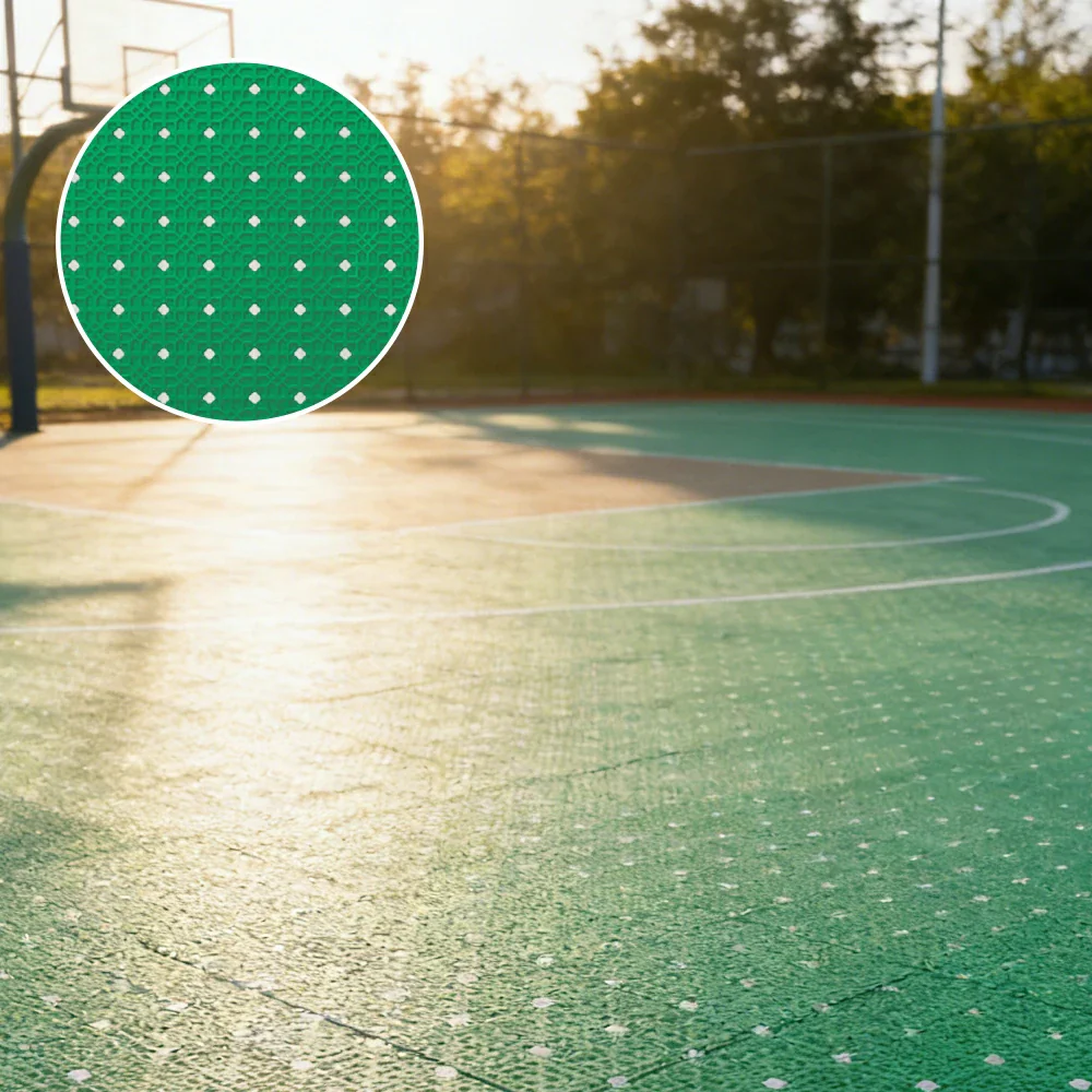 DUNK MASTER Outdoor Interlocking Sports Floor Tiles Anti-Slip Shock Absorbing Basketball Court Flooring 10/20/30 Square Meters - Emerald Green - Image 4