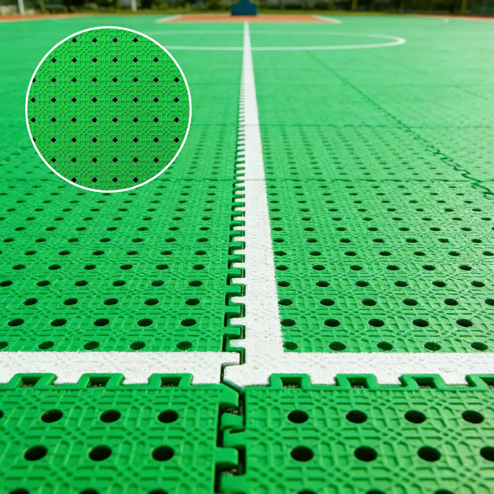 DUNK MASTER Outdoor Interlocking Sports Floor Tiles Anti-Slip Shock Absorbing Basketball Court Flooring 10/20/30 Square Meters - Apple Green - Image 2