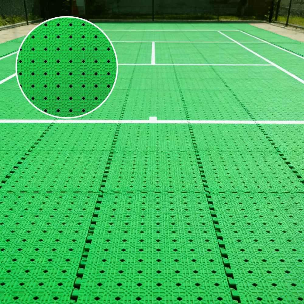 DUNK MASTER Outdoor Interlocking Sports Floor Tiles Anti-Slip Shock Absorbing Basketball Court Flooring 10/20/30 Square Meters - Apple Green - Image 4