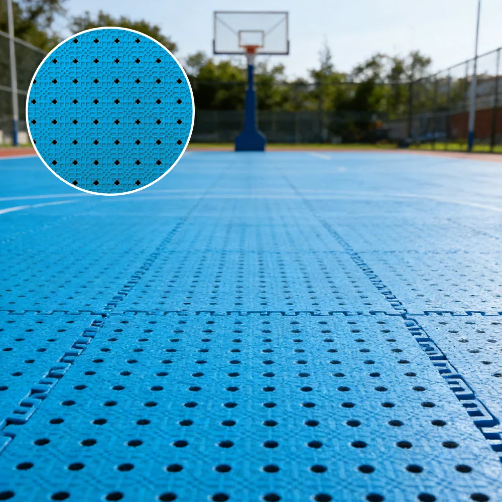 DUNK MASTER Outdoor Interlocking Sports Floor Tiles Anti-Slip Shock Absorbing Basketball Court Flooring 10/20/30 Square Meters - Blue - Image 2