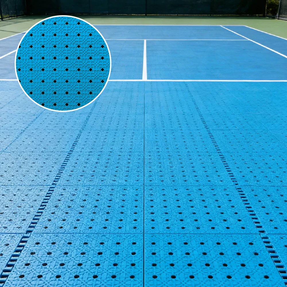 DUNK MASTER Outdoor Interlocking Sports Floor Tiles Anti-Slip Shock Absorbing Basketball Court Flooring 10/20/30 Square Meters - Blue - Image 4