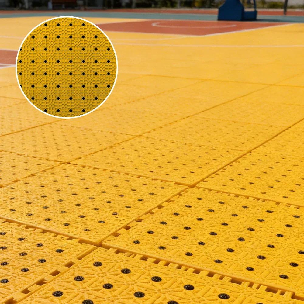 DUNK MASTER Outdoor Interlocking Sports Floor Tiles Anti-Slip Shock Absorbing Basketball Court Flooring 10/20/30 Square Meters - Yellow - Image 2