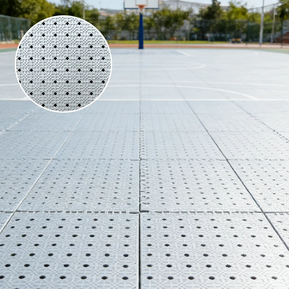 DUNK MASTER Outdoor Interlocking Sports Floor Tiles Anti-Slip Shock Absorbing Basketball Court Flooring 10/20/30 Square Meters - White - Image 4
